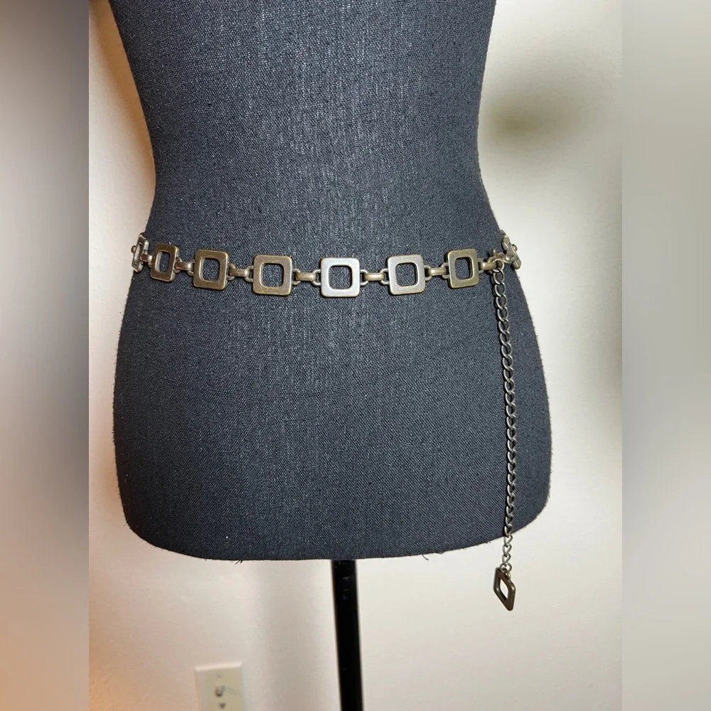 Women’s Antique Brushed Copper Color Square Chain Link Adjustable Belt
